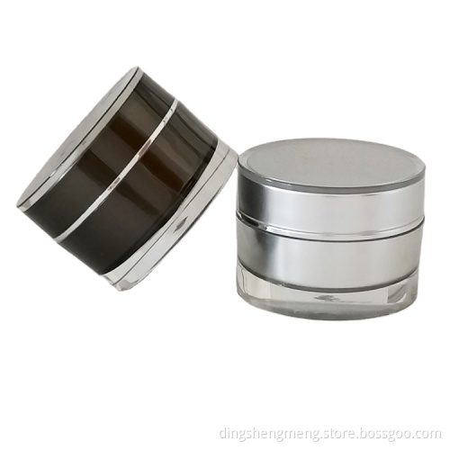 Black Classic Cylindrical Acrylic Face Cream Jar Cosmetic